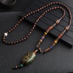 Ppxstar chakra necklace wood beads front view protection amulet | people ​planet  x star