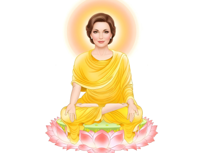 Compassionate american female deity with gentle smile and halo spiritual protection artwork by ppxstar | people ​planet  x star