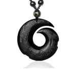 Ppxstar amulet necklace black obsidian protection pendant front | people ​planet  x star