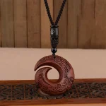 Ppxstar amulet protection wood pendant necklace front view | people ​planet  x star
