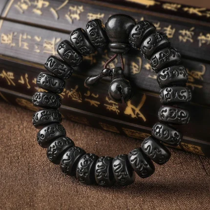 ppxstar beaded bracelets friendship front view ebony wood