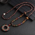 Ppxstar chakra necklace wood beads pendant closeup good luck necklace | people ​planet  x star