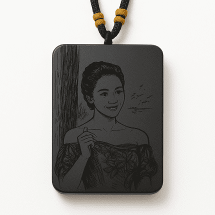 detail angle of custom pendants amulet necklace corner cut and star protection symbol engraving