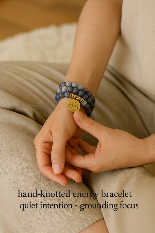 Ppxstar healing bracelets for women aquamarine mala wrap stacked display side