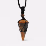 Ppxstar healing stone necklace tiger eye point pendant front | people ​planet  x star