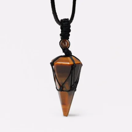 ppxstar healing stone necklace tiger eye point pendant front
