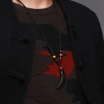Ppxstar jewelry with obsidian carved fang pendant necklace | people ​planet  x star