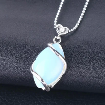 ppxstar moonstone gem necklace silver wrap front view
