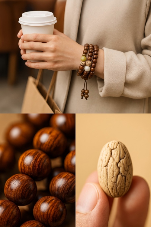Ppxstar prayer bracelet tibetan rosewood jade closeup