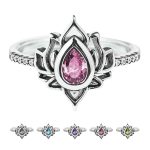 Ppxstar sterling silver lotus ring labradorite stone | people ​planet  x star