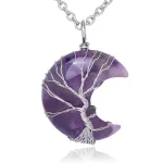 Ppxstar tree of life necklace crescent moon healing stone frontv | people ​planet  x star