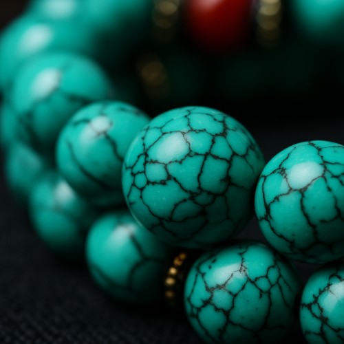 Ppxstar turquoise bracelet side angle draped over ceramic teapot