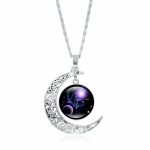 Ppxstar zodiac necklace crescent moon pendant front view | people ​planet  x star