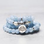Ppxstar healing bracelets for women aquamarine 108 mala wrap front view | people ​planet  x star