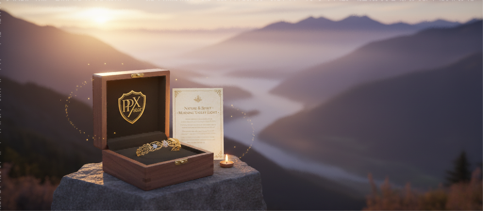 A beautifully curated spiritual gift box from ppxstar open to reveal a surprise piece of jewelry and other meaningful items | people ​planet  x star