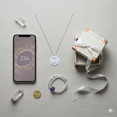 Glowing 234 angel number in the sky representing spiritual ascension and guidance from ascended masters