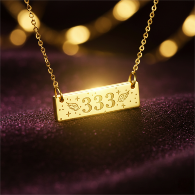 Gold 333 angel number pendant necklace for spiritual guidance