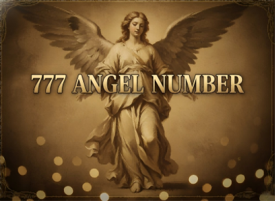 Guardian angel with softly glowing 777 angel number over a midnight blue celestial sky | people ​planet  x star
