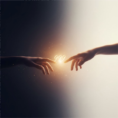 Two hands nearly touching symbolizing the 999 angel number twin flame connection and reunion