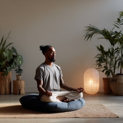 Woman practicing meditation with mala beads performing the 234 manifestation ritual for stability and growth