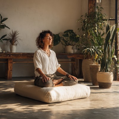 Woman wearing 1212 angel number necklace for manifestation and peace